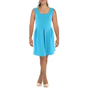 24seven Comfort Apparel Womens Pleats Scoop Neck Fit & Flare Dress