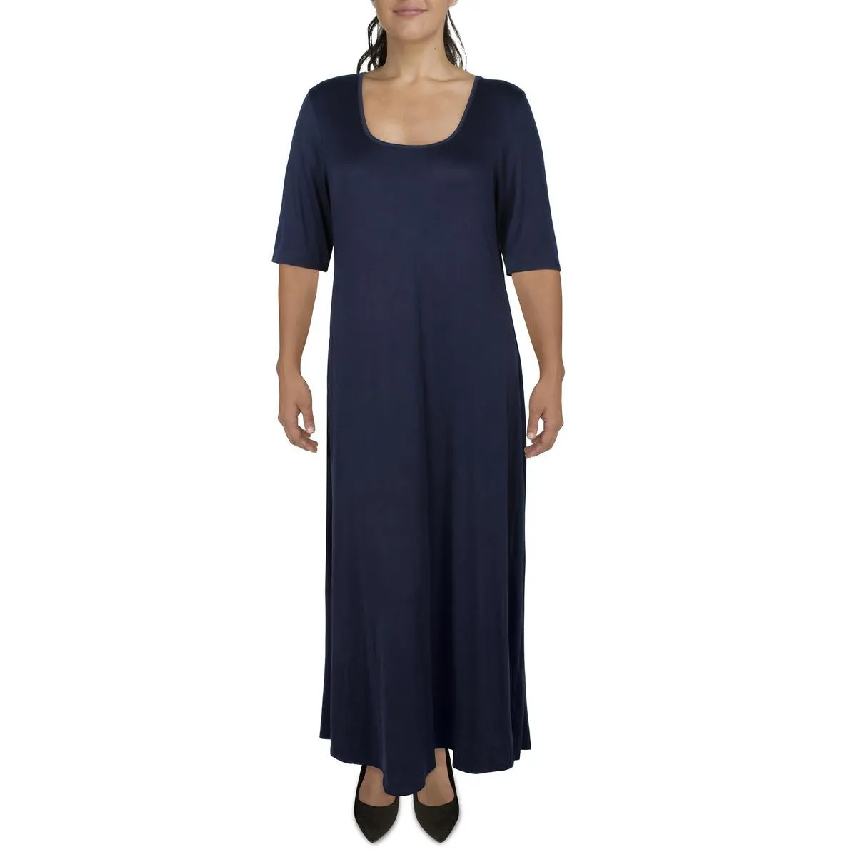 24seven Comfort Apparel Womens Plus Short Sleeve Long Maxi Dress