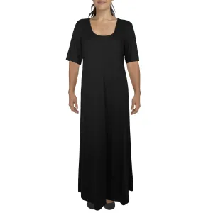 24seven Comfort Apparel Womens Plus Short Sleeve Long Maxi Dress