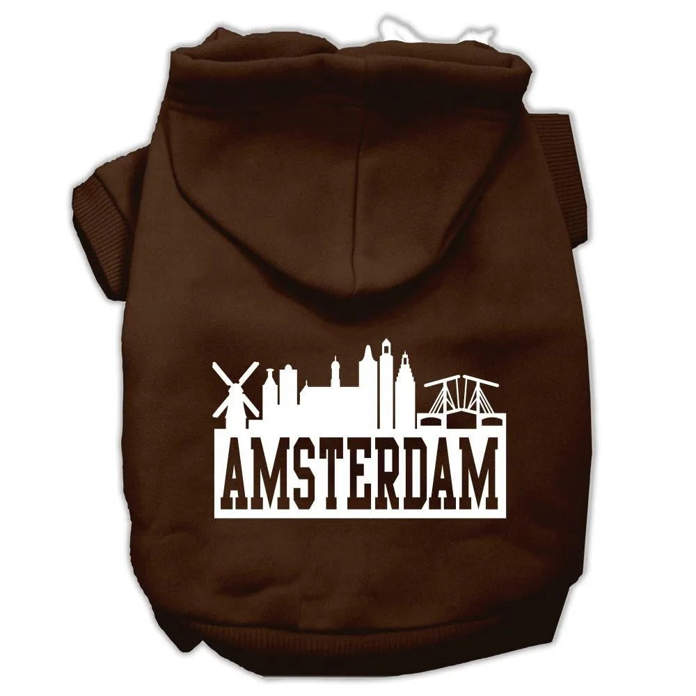 Amsterdam Skyline Screen Print Pet Hoodies Brown Size Lg (14)