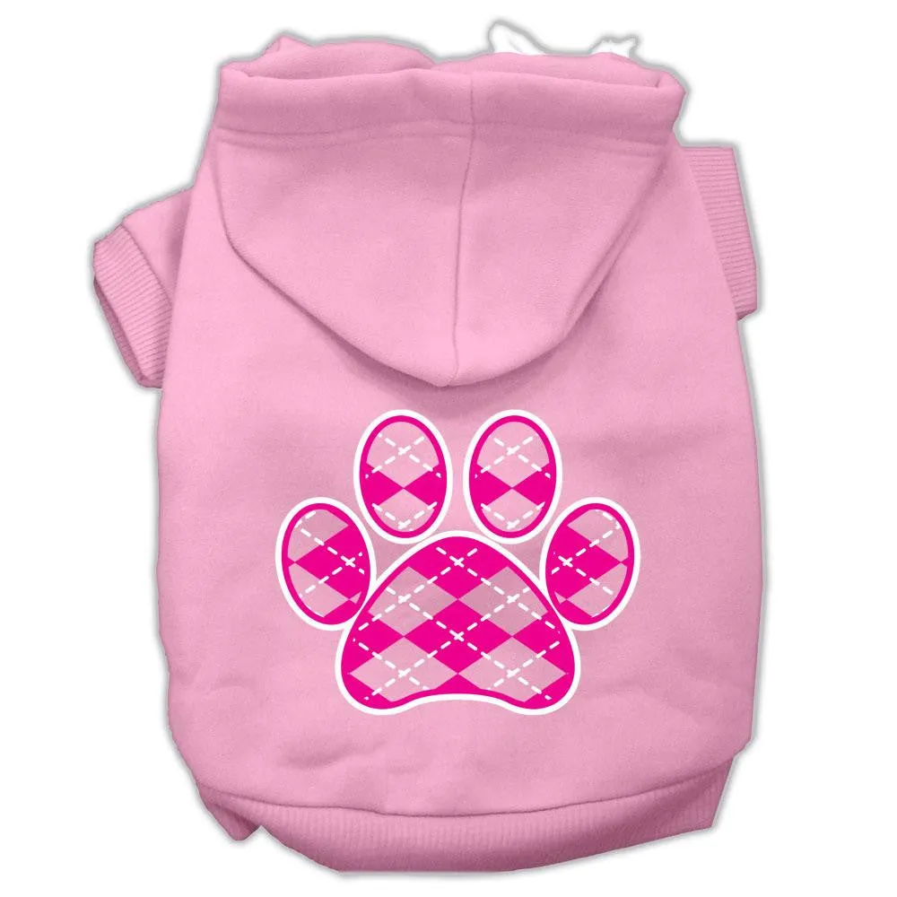 Argyle Paw Pink Screen Print Pet Hoodies Light Pink Size XXXL (20)