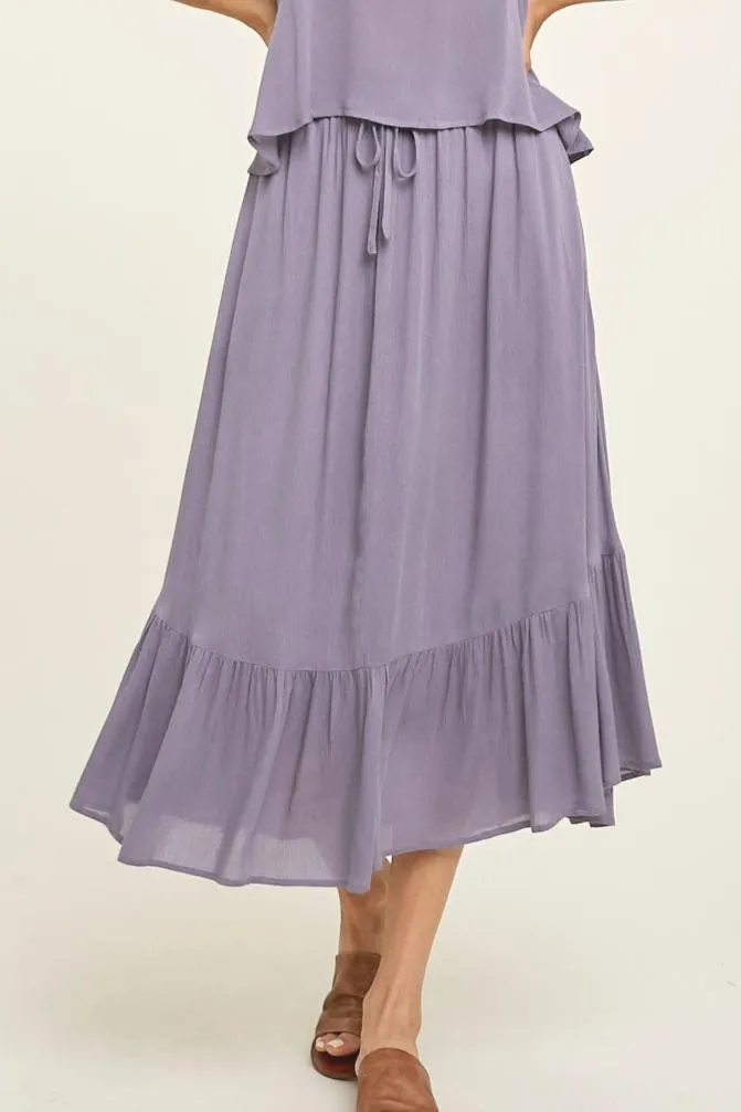 Avery Ruffle Hem Midi Skirt