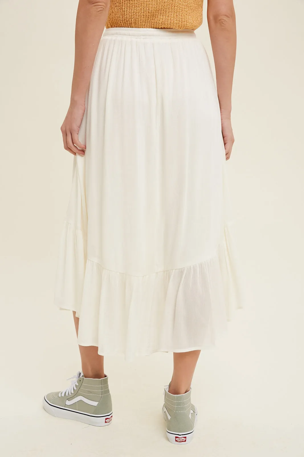 Avery Ruffle Hem Midi Skirt