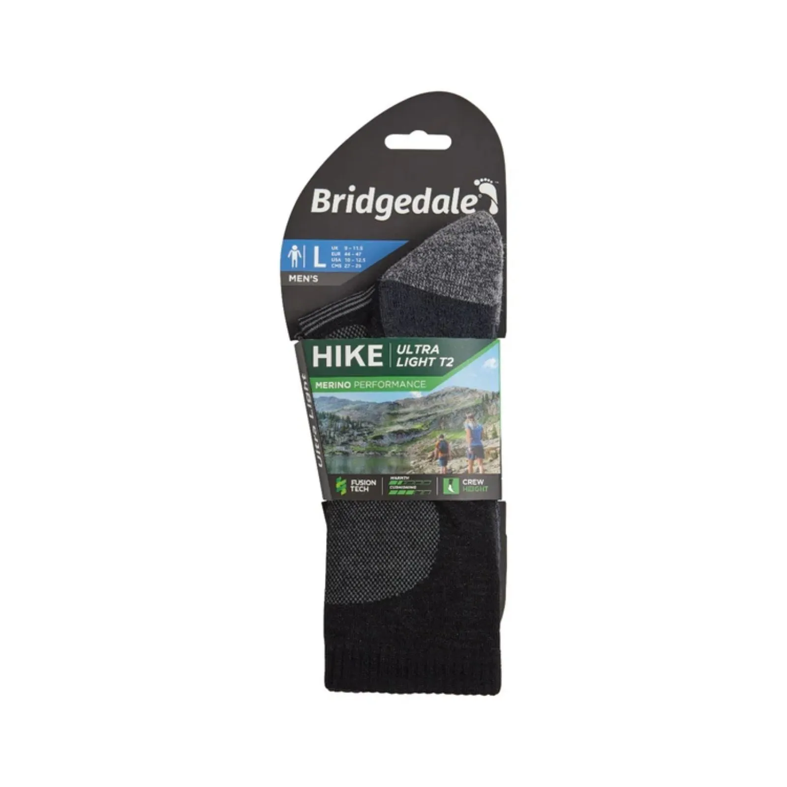 Bridgedale Mens Hike Ultralight T2 Merino Performance Original Crew Socks