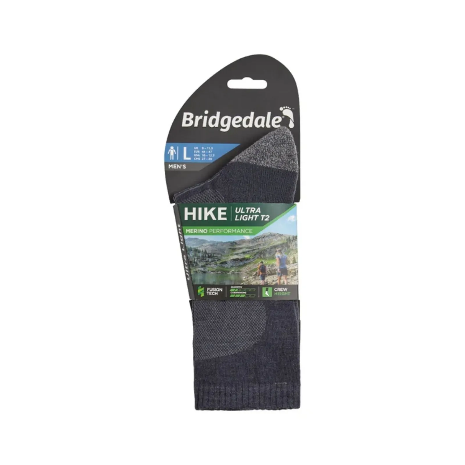 Bridgedale Mens Hike Ultralight T2 Merino Performance Original Crew Socks