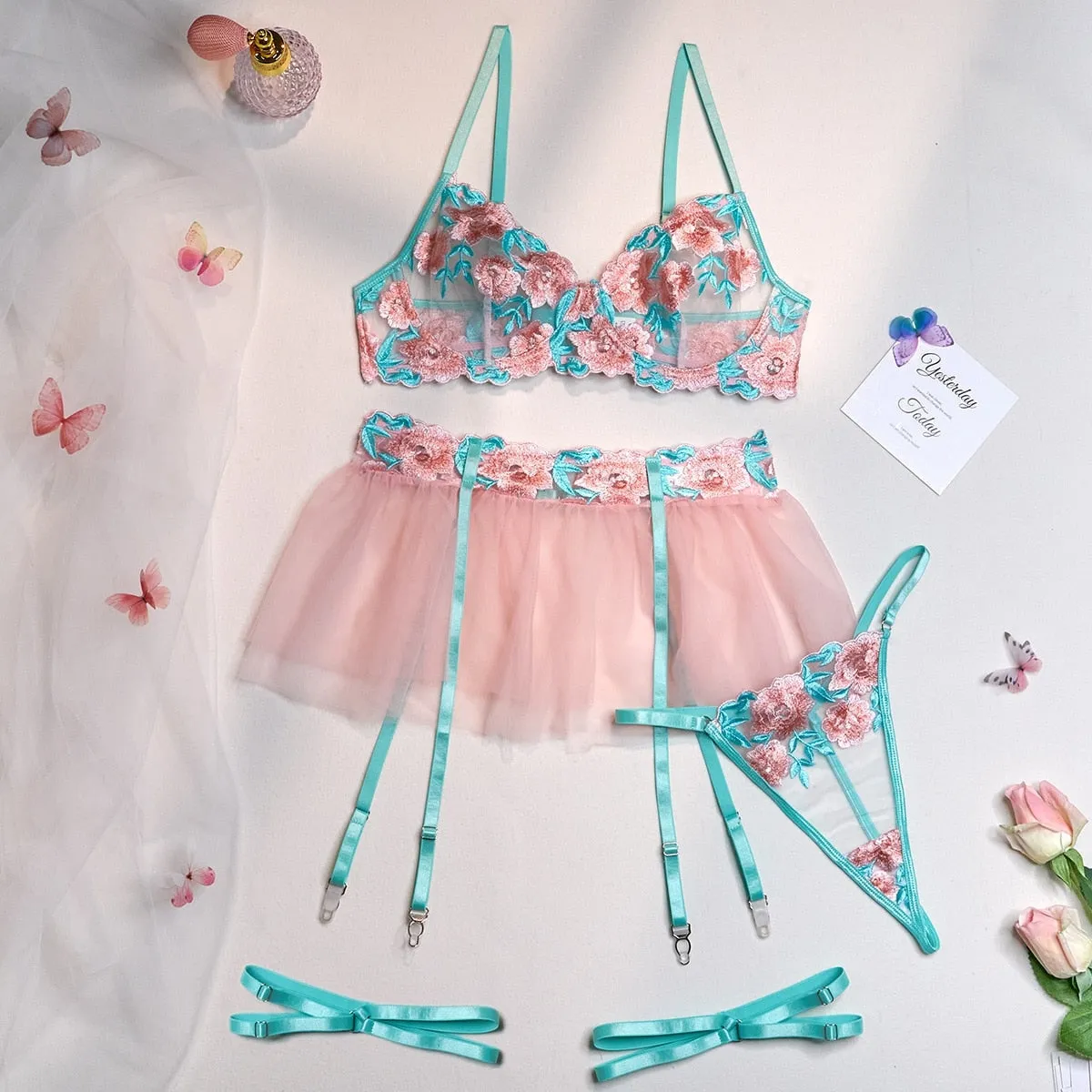 Bubblegum Flower Lingerie Set