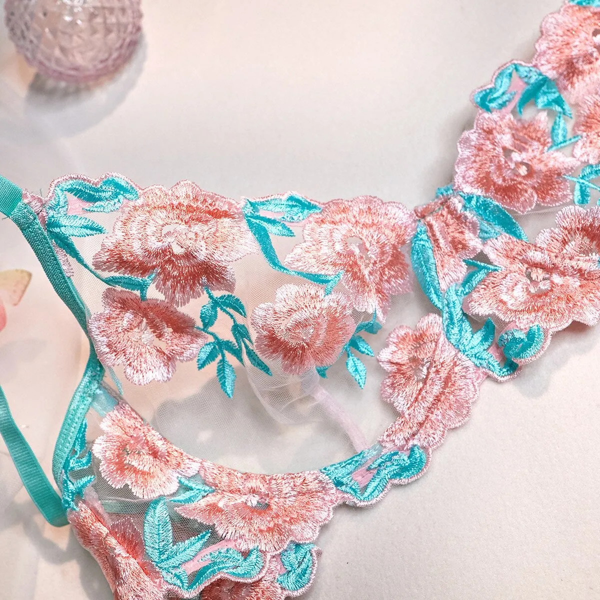 Bubblegum Flower Lingerie Set