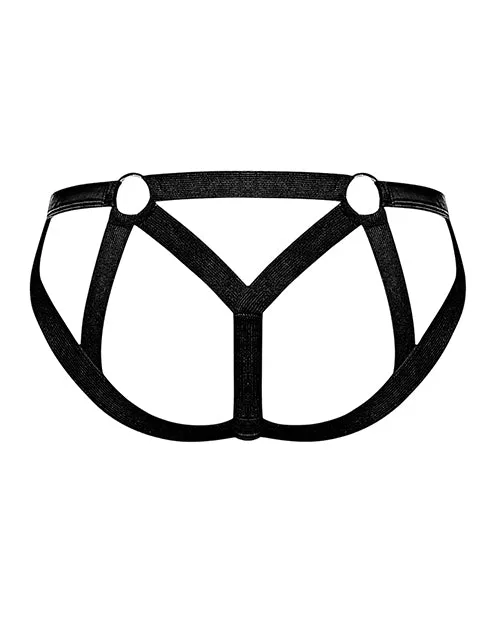 Cage Matte Strappy Ring Jock Black L/XL