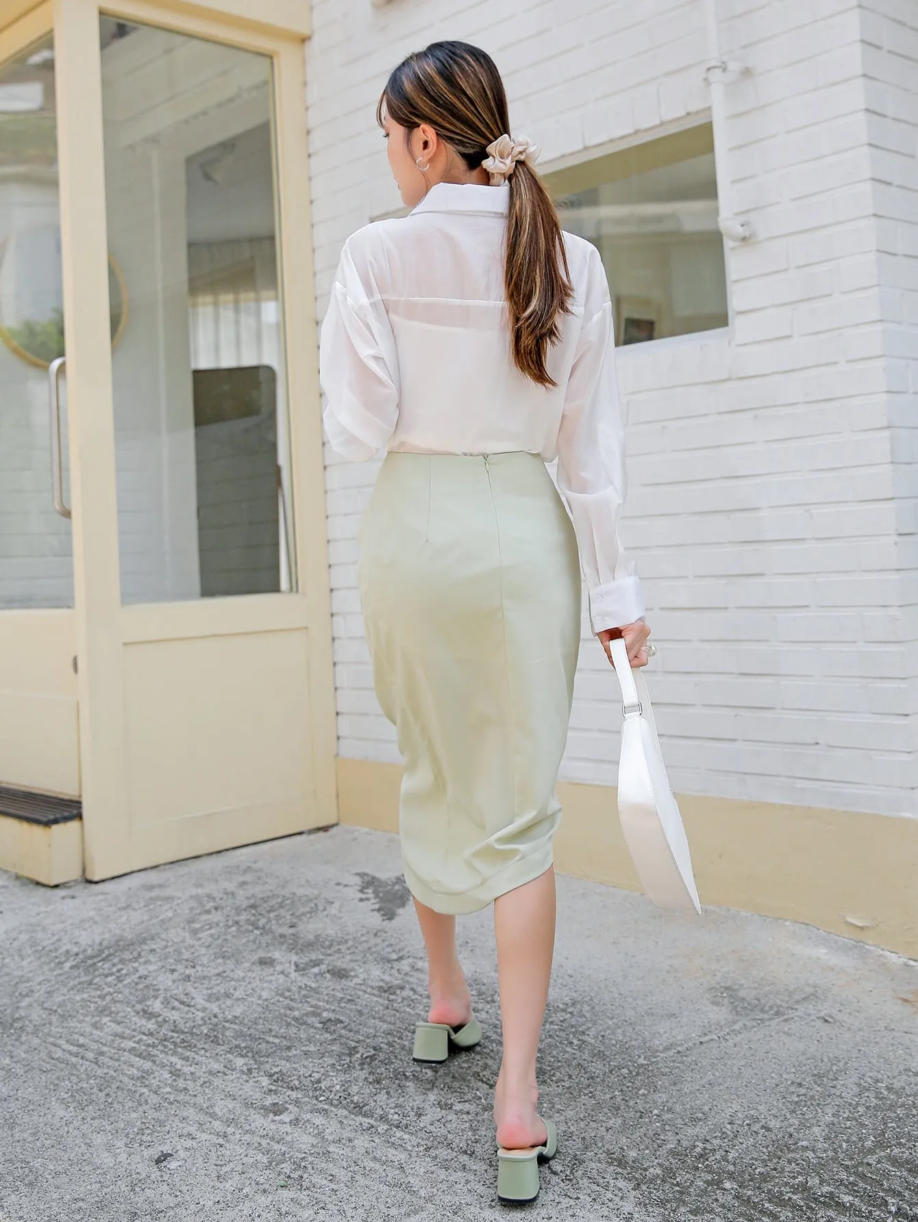 Casual Plain High Low High Waist Midi Women Skirt