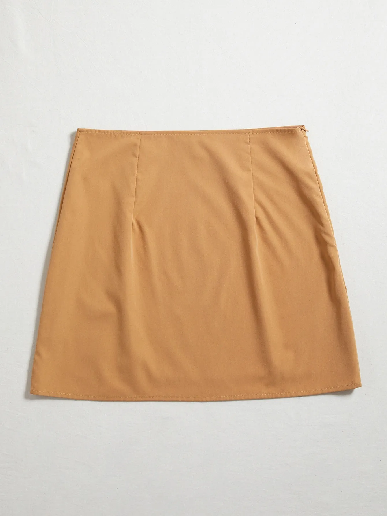 Casual Plain Zipper Natural Mini Women Skirt