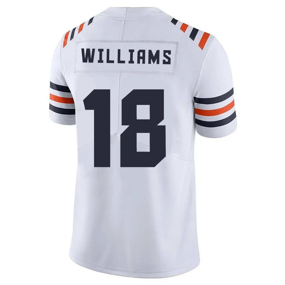 Chicago Bears Jersey #18 Williams White Youth Adult Men's Football Team Color Away Player Jersey