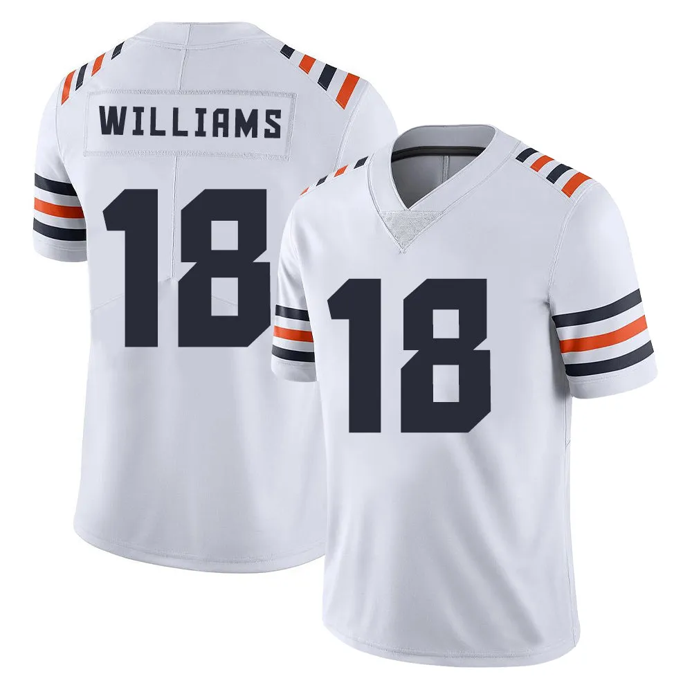 Chicago Bears Jersey #18 Williams White Youth Adult Men's Football Team Color Away Player Jersey