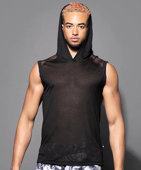 City Mesh Burnout Sleeveless Hoodie