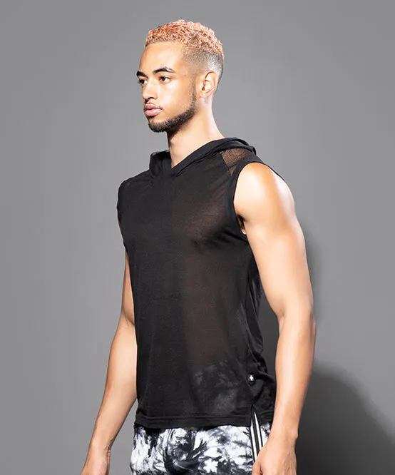 City Mesh Burnout Sleeveless Hoodie