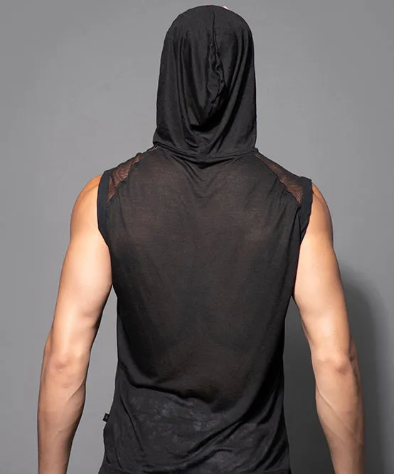 City Mesh Burnout Sleeveless Hoodie