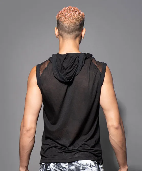 City Mesh Burnout Sleeveless Hoodie