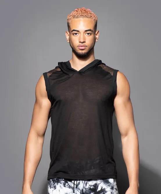 City Mesh Burnout Sleeveless Hoodie