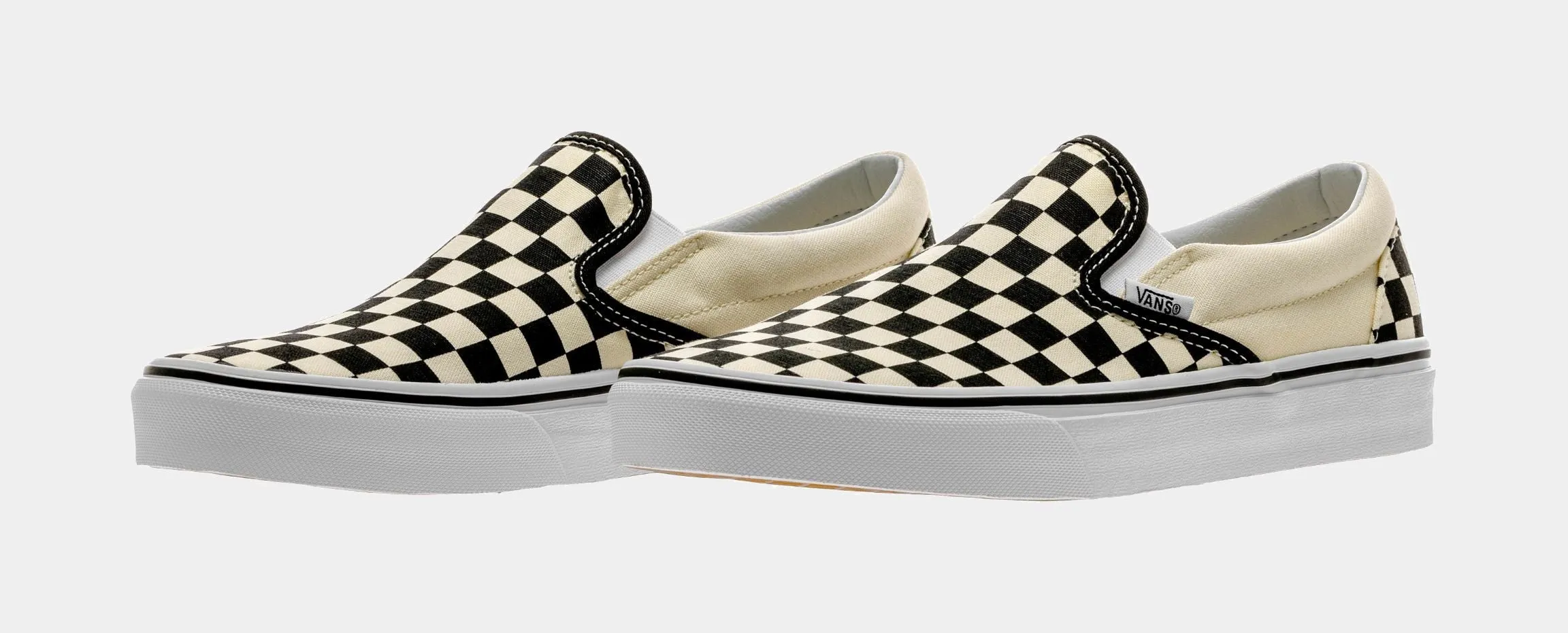 Classic Slip On Checkerboard Mens Skateboarding Shoe (Black/White)