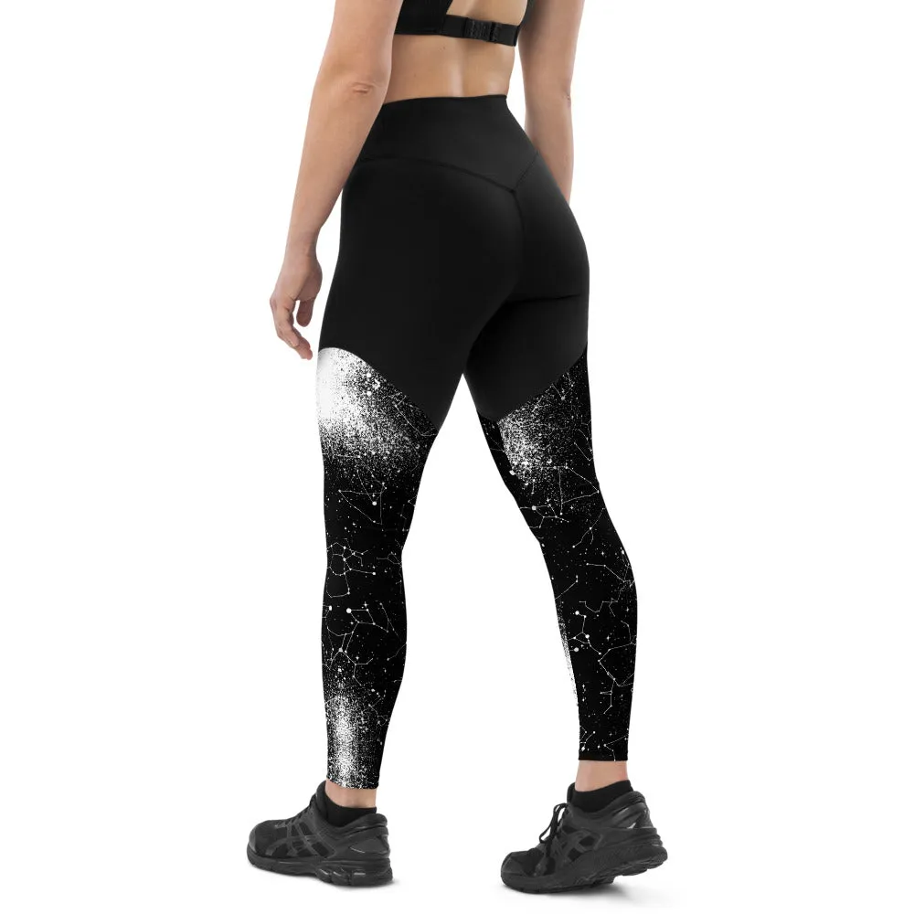 Constellation Sports Leggings - Slimming Effect Compression Fabric with Bum-lift cut - UPF 50  Protection, Vegan Sportswear