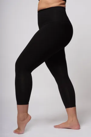 Extra Strong Compression Curve Cropped Leggings with Waisted Tummy Control Black