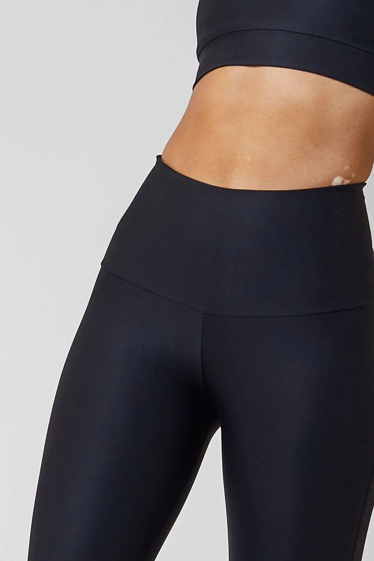 Extra Strong Compression Running Cropped Leggings with Tummy Control Black