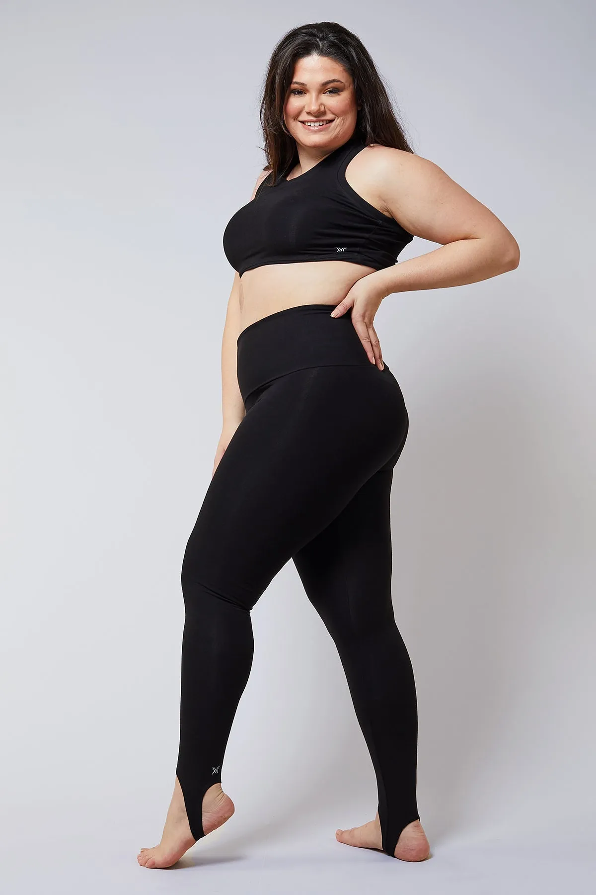 Extra Strong Compression Stirrup Leggings with Tummy Control Black