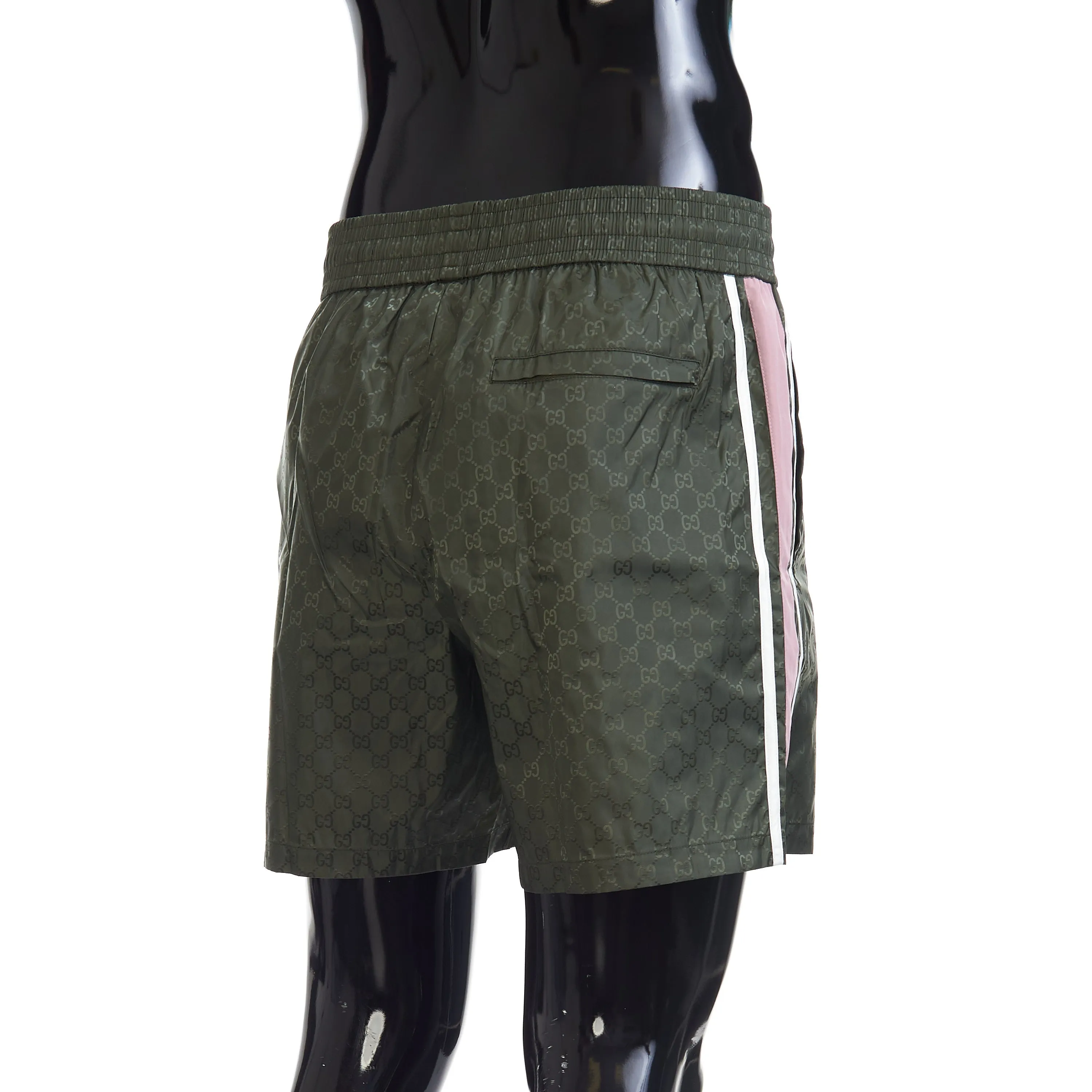 GG Nylon Jacquard Swim Shorts In Forest Green