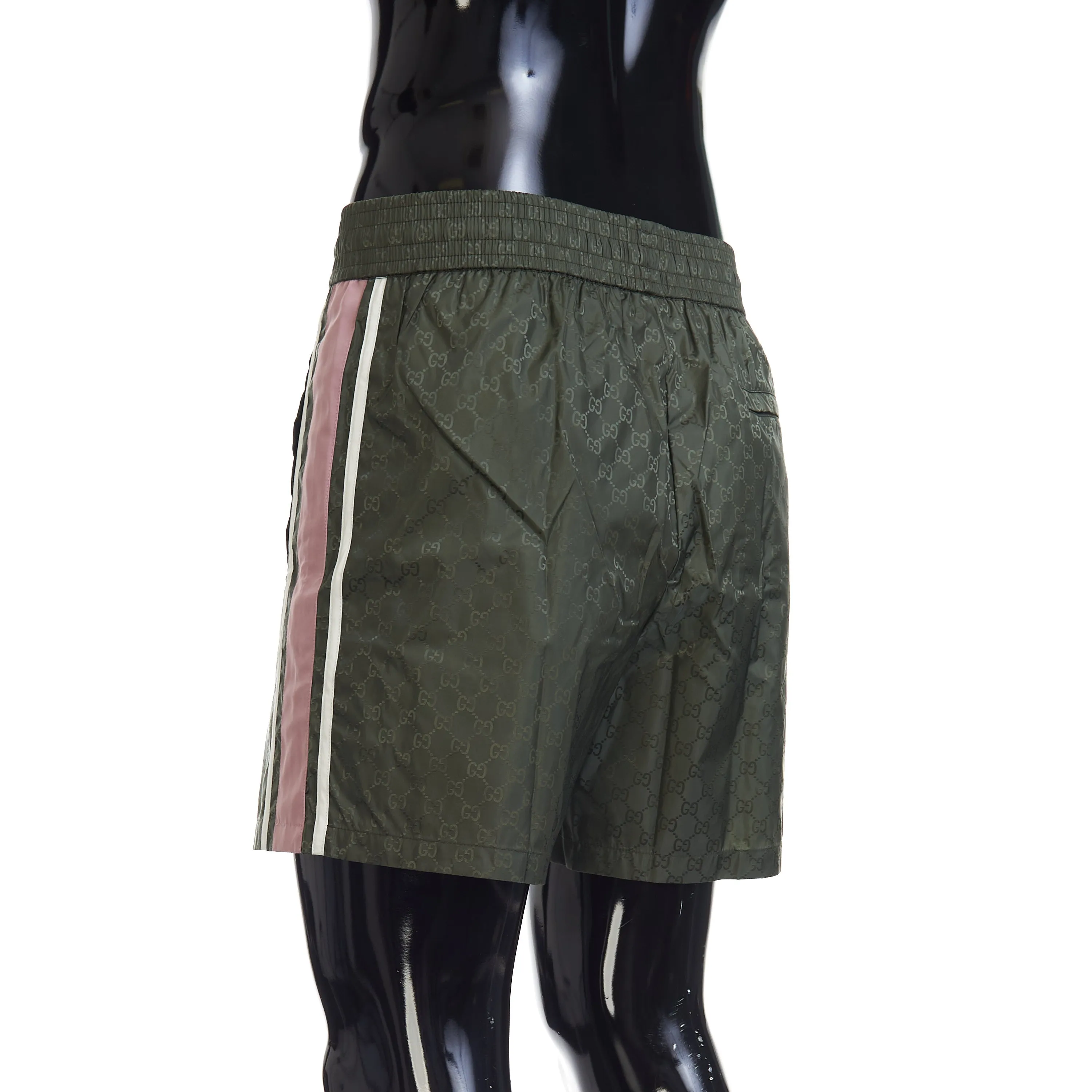 GG Nylon Jacquard Swim Shorts In Forest Green