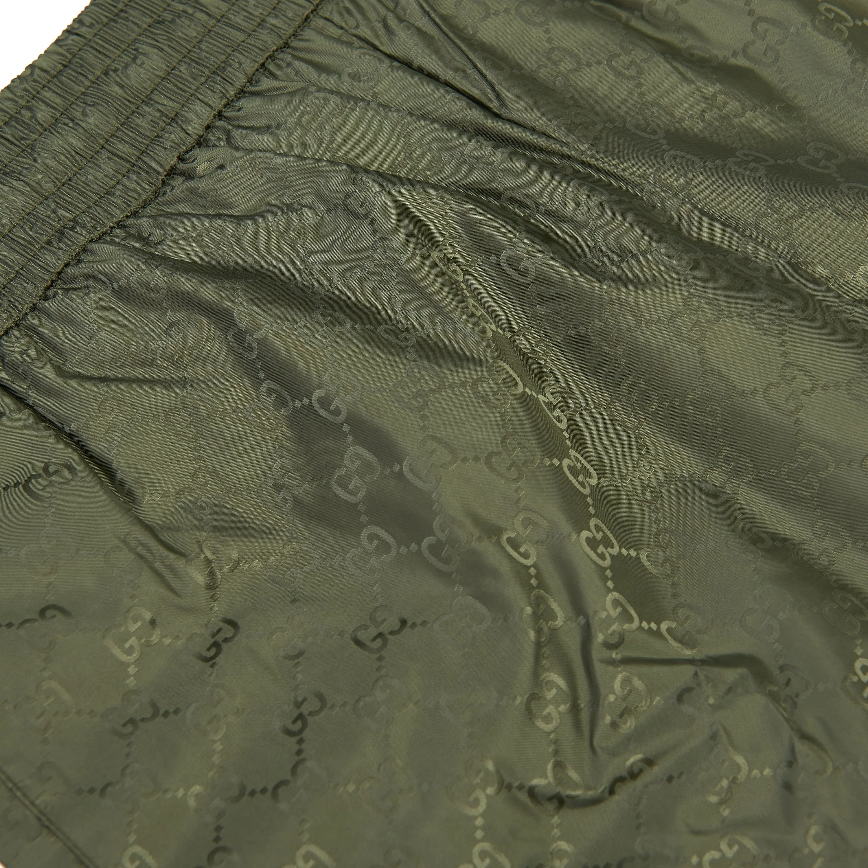 GG Nylon Jacquard Swim Shorts In Forest Green