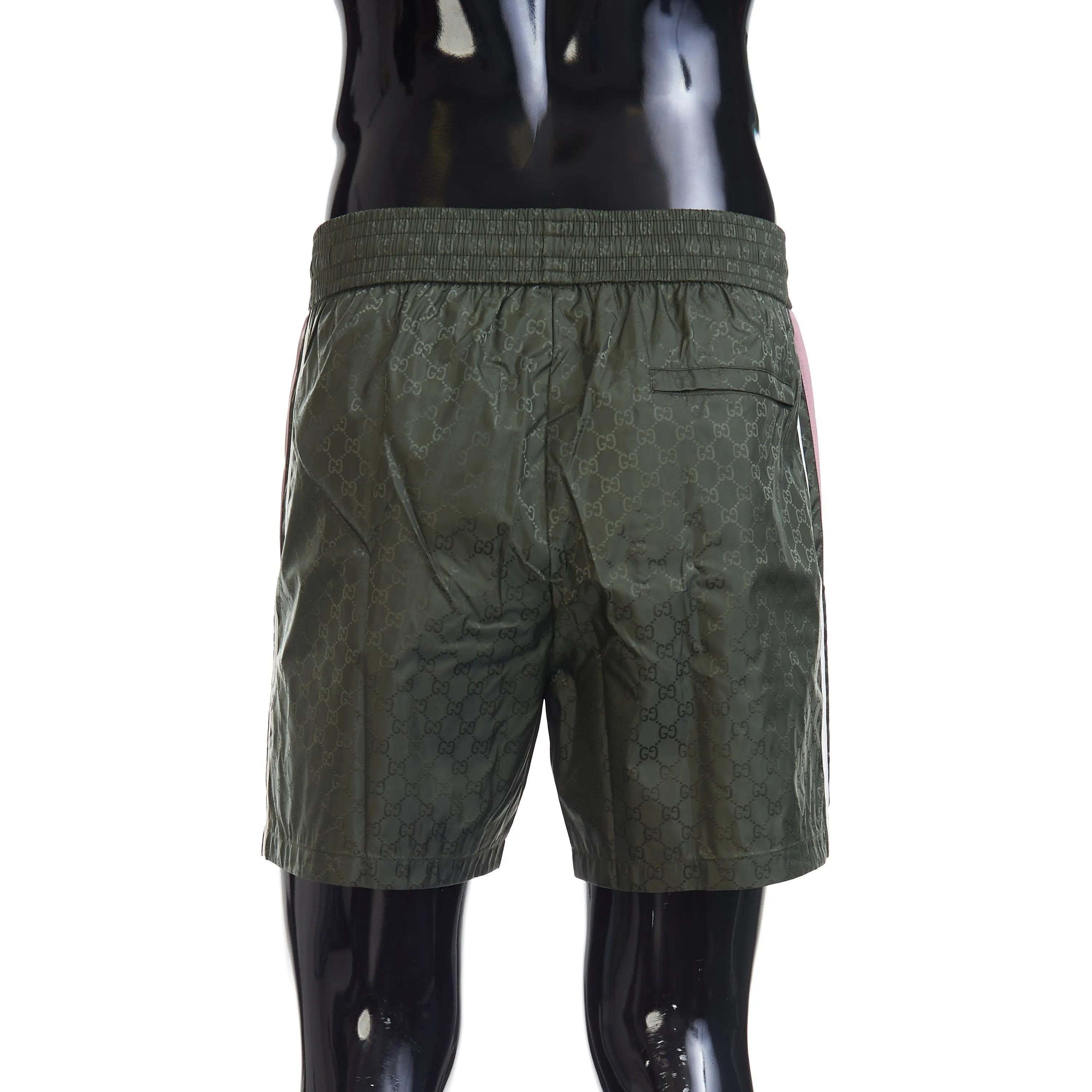 GG Nylon Jacquard Swim Shorts In Forest Green