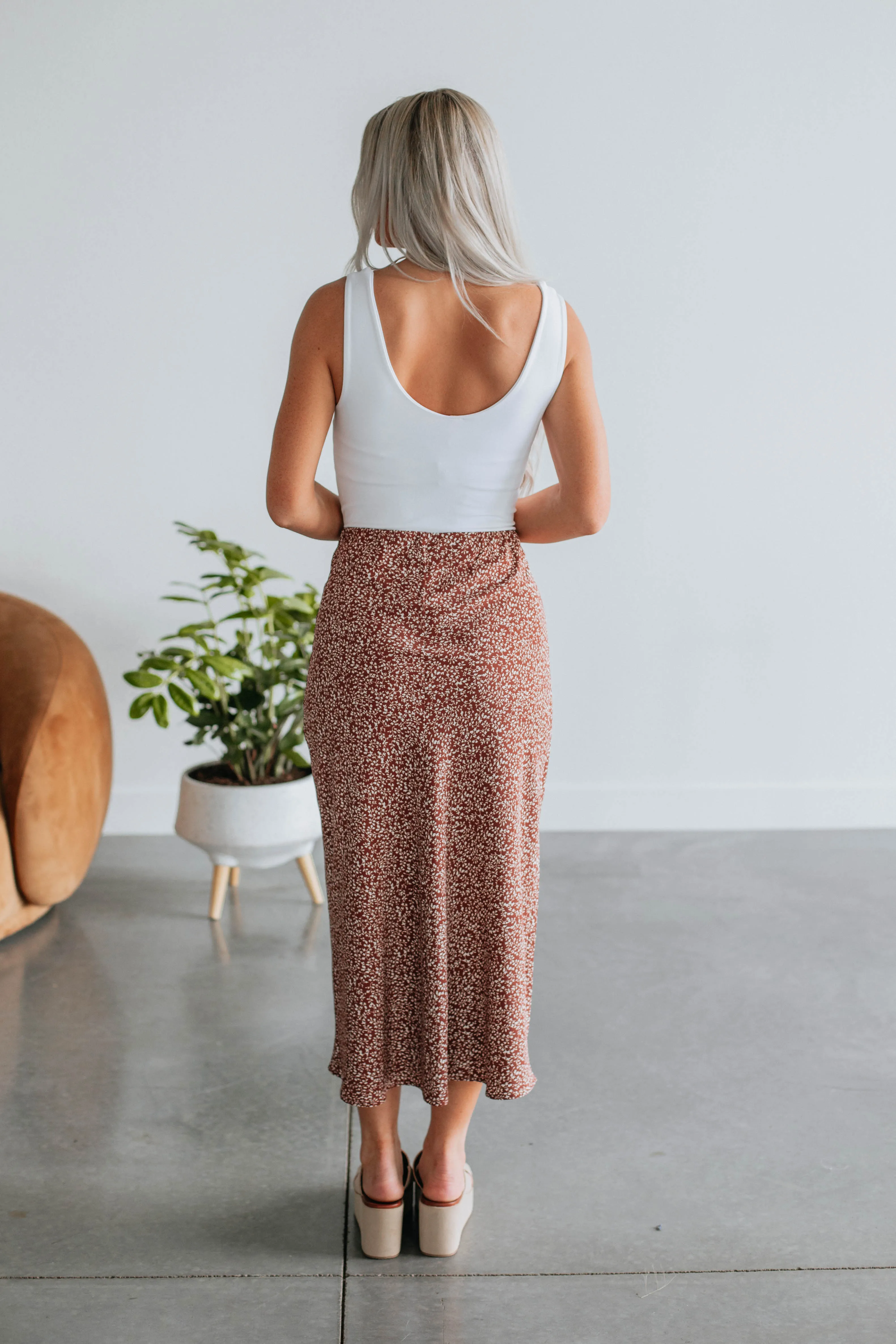 Hallie Floral Midi Skirt - Cinnamon