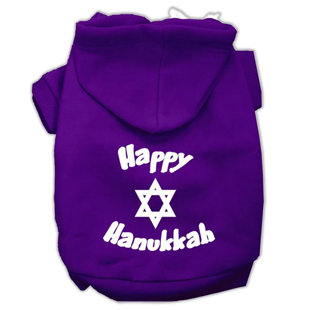 Happy Hanukkah Screen Print Pet Hoodies Purple Size XXL (18)