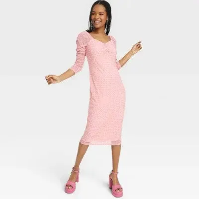 House of Aama Women's A-Line Midi Dress Long Sleeve