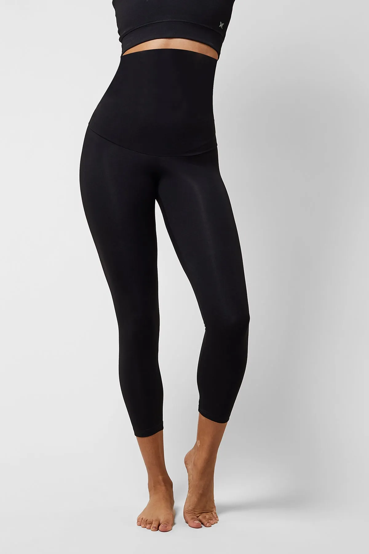 Lightweight Strong Compression Bootcut with High Waisted Tummy Control Black   Lightweight Strong Compression Cropped Leggings with High Waisted Tummy Control Black