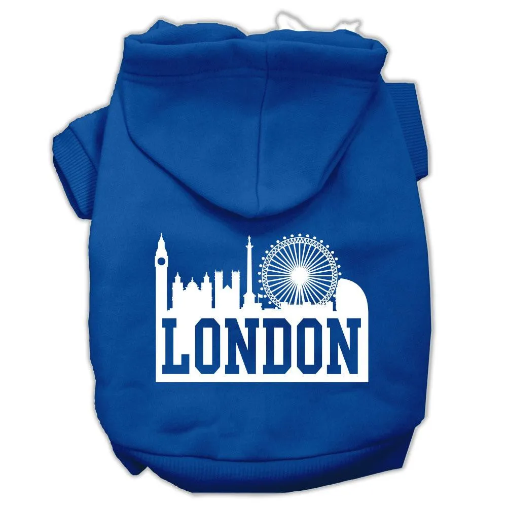 London Skyline Screen Print Pet Hoodies Blue Size Sm (10)