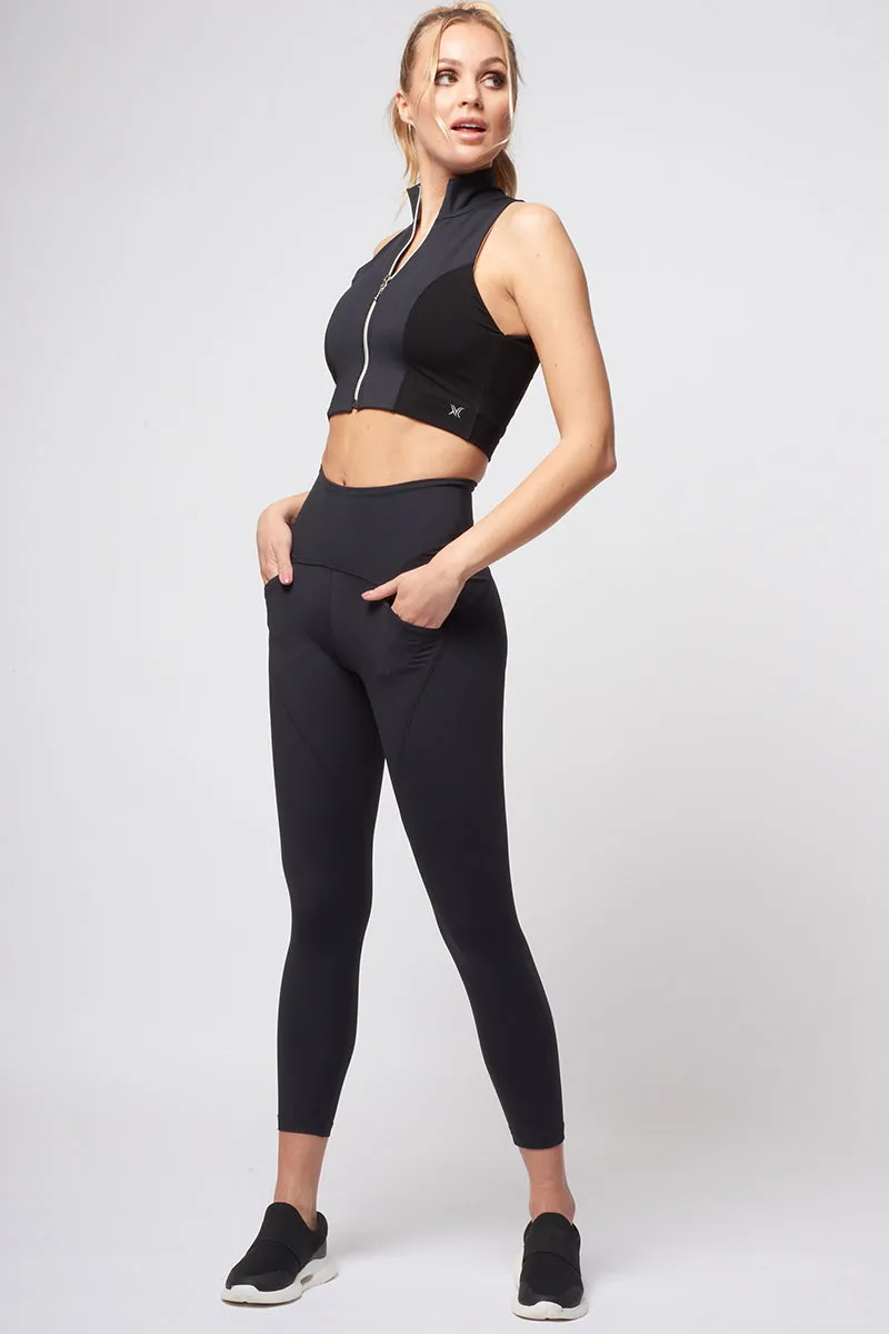 Medium Compression 7/8 Legging with Pockets Black