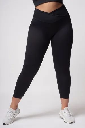 Medium Compression 7/8 Leggings with High V Waist Black