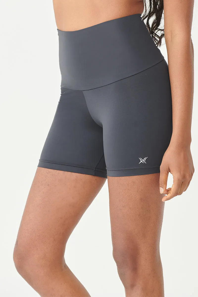 Medium Compression Mini Shorts with Side Pocket Slate