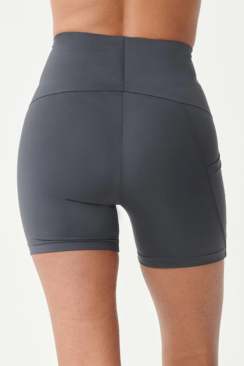 Medium Compression Mini Shorts with Side Pocket Slate