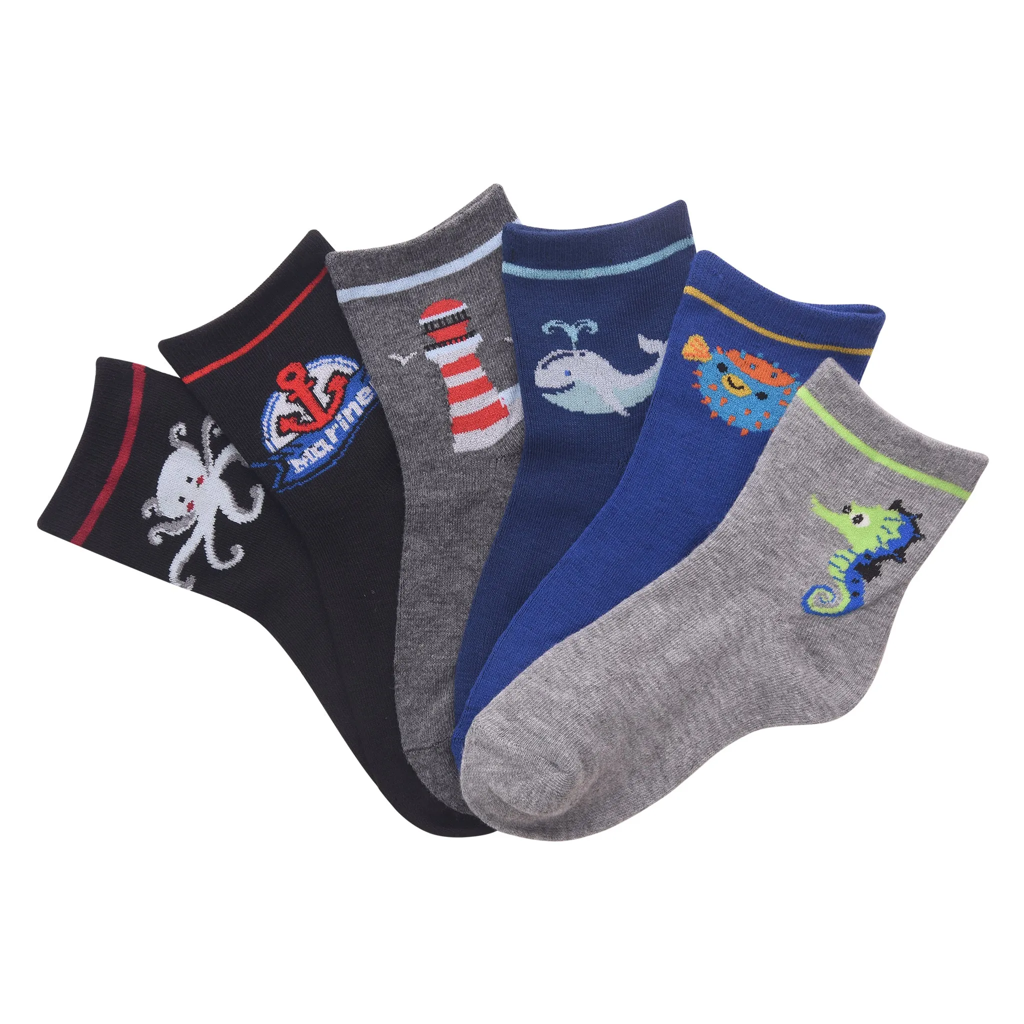 MOPAS GIRL'S COMPUTER CREW SOCKS (PR_MARINE)