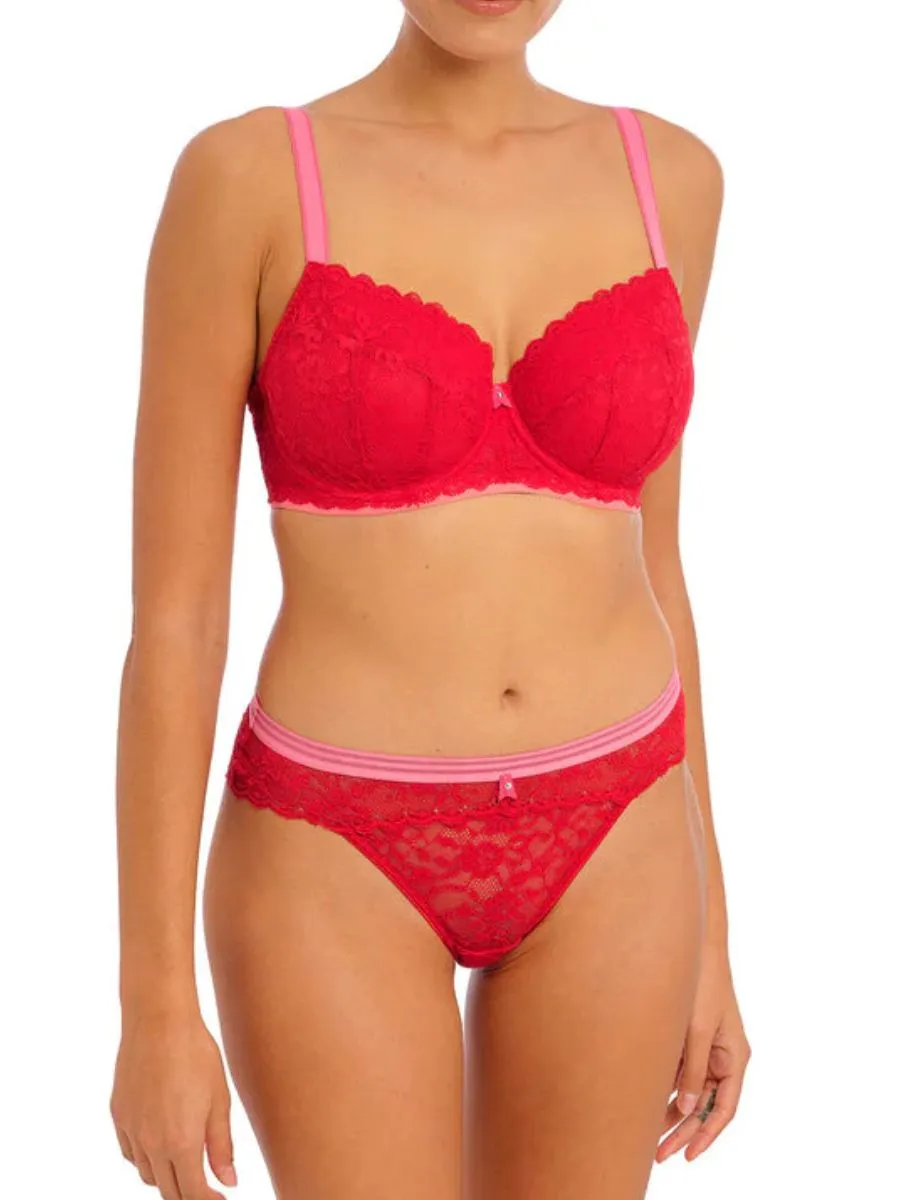 Offbeat Padded Half Cup Bra - Chilli Red