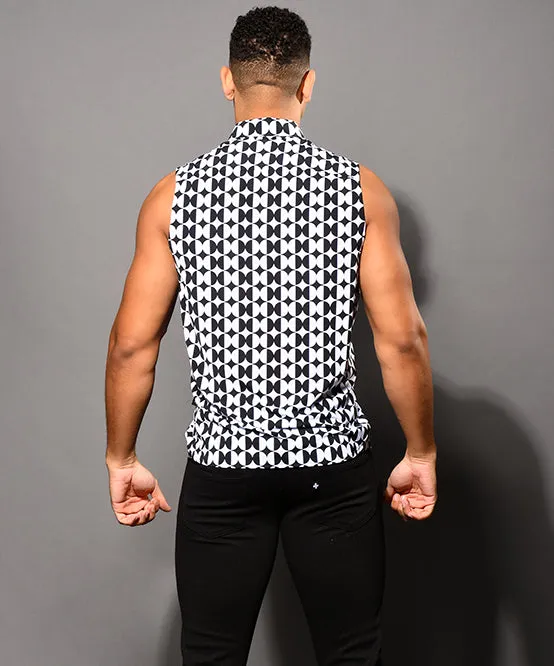 Optical Sleeveless Muscle Shirt