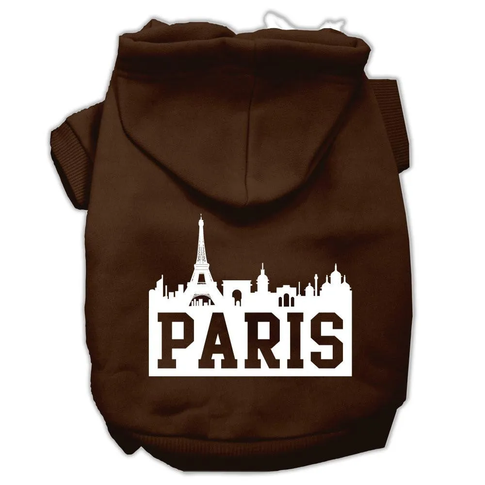 Paris Skyline Screen Print Pet Hoodies Brown Size XS (8)