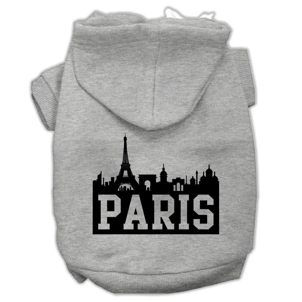 Paris Skyline Screen Print Pet Hoodies Grey Size Lg (14)