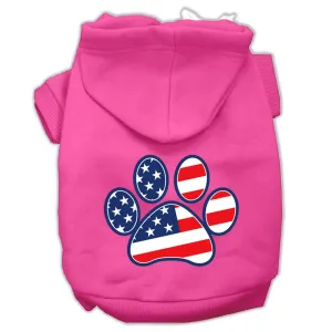 Patriotic Paw Screen Print Pet Hoodies Bright Pink Size XS (8)