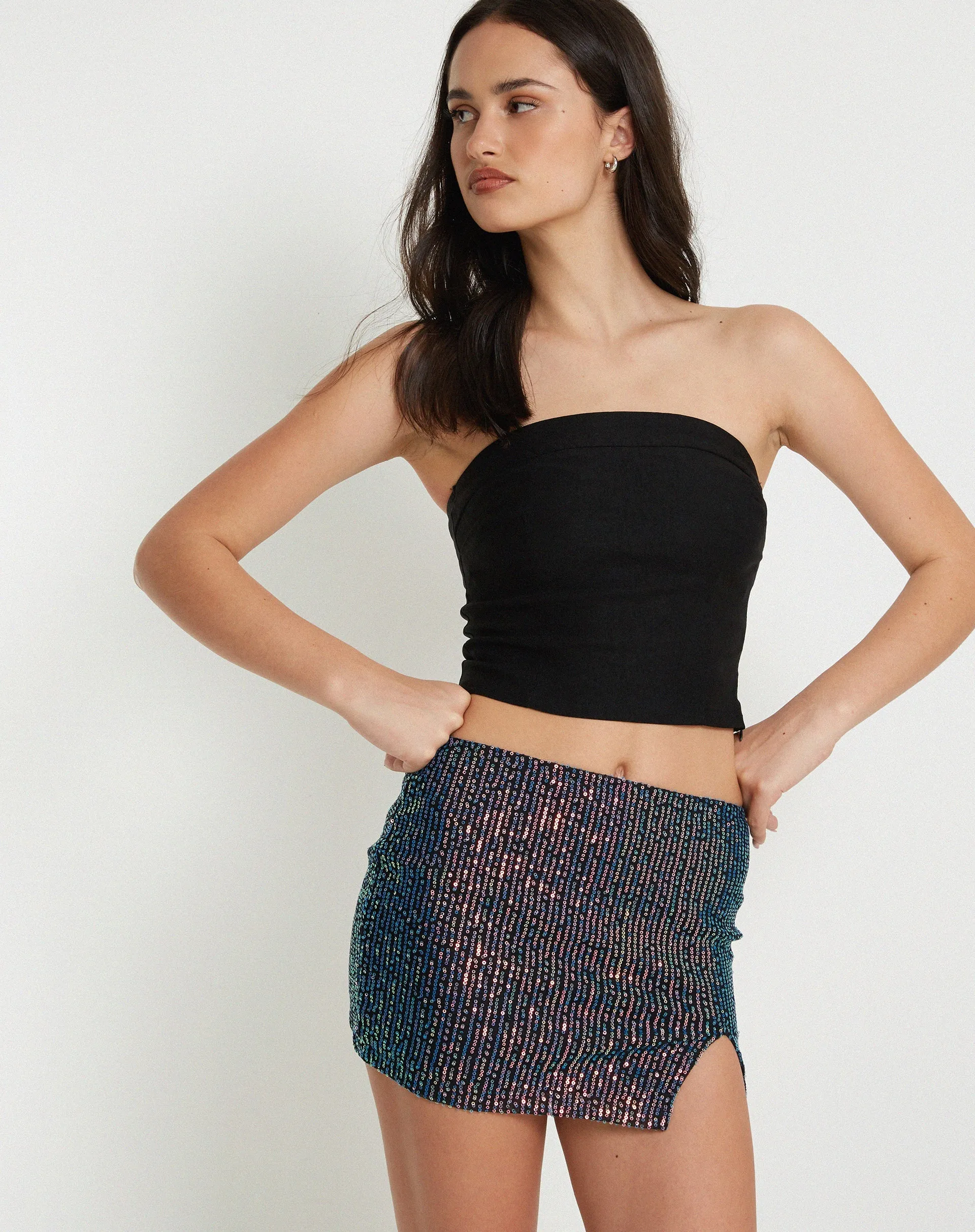 Pelma Mini Skirt in Sequin Opal Shine