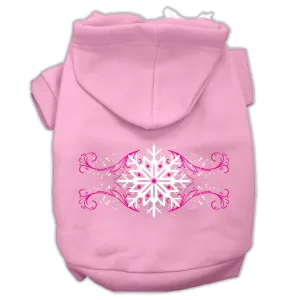 Pink Snowflake Swirls Screenprint Pet Hoodies Light Pink Size L (14)