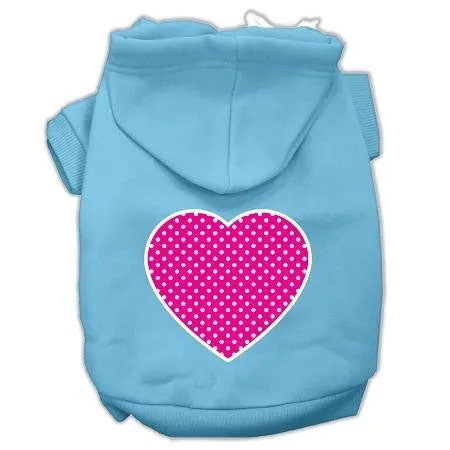 Pink Swiss Dot Heart Screen Print Pet Hoodies Baby Blue Size XXXL (20)