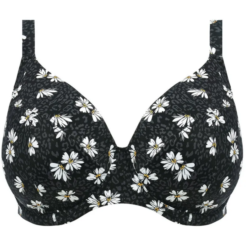 Plain Sailing Plunge Bikini Top Black Daisy Print - Elomi Swim