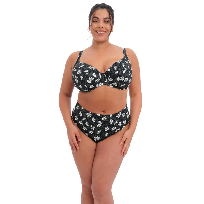 Plain Sailing Plunge Bikini Top Black Daisy Print - Elomi Swim